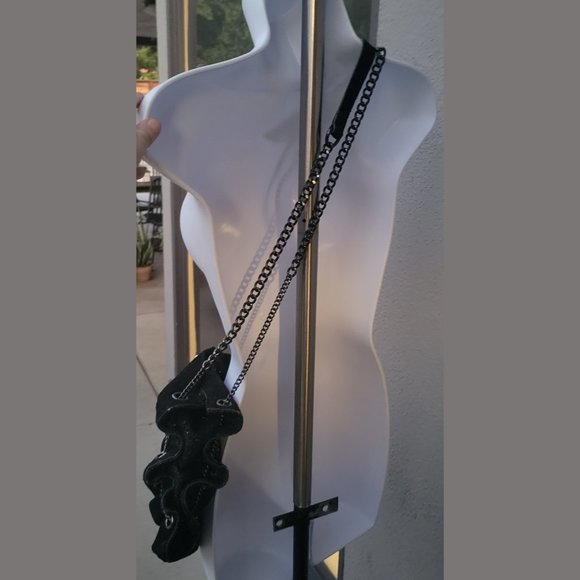 J Crew Suede Crossbody/Shoulder Purse w/ Chain Straps + Bow Tie Accents - Picture 13 of 16